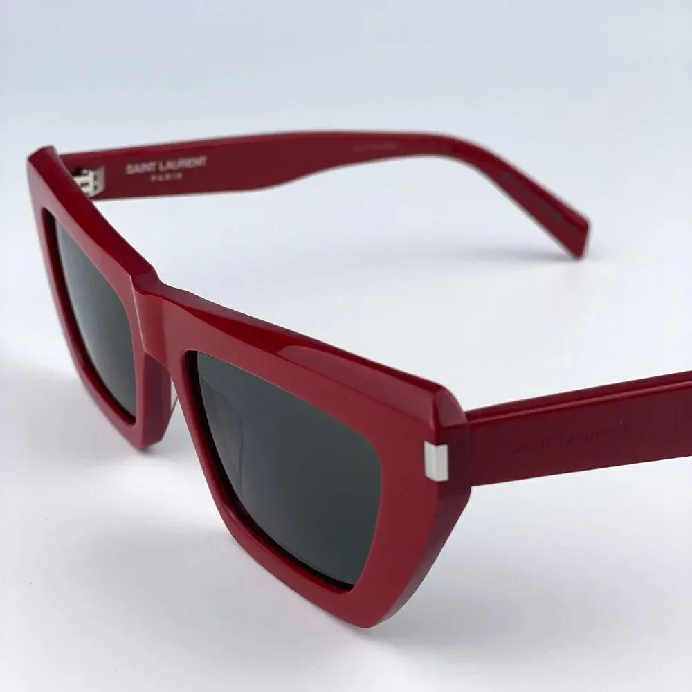 NEW Saint Laurent SL467 003 Red Grey Cat Eye Women Sunglasses